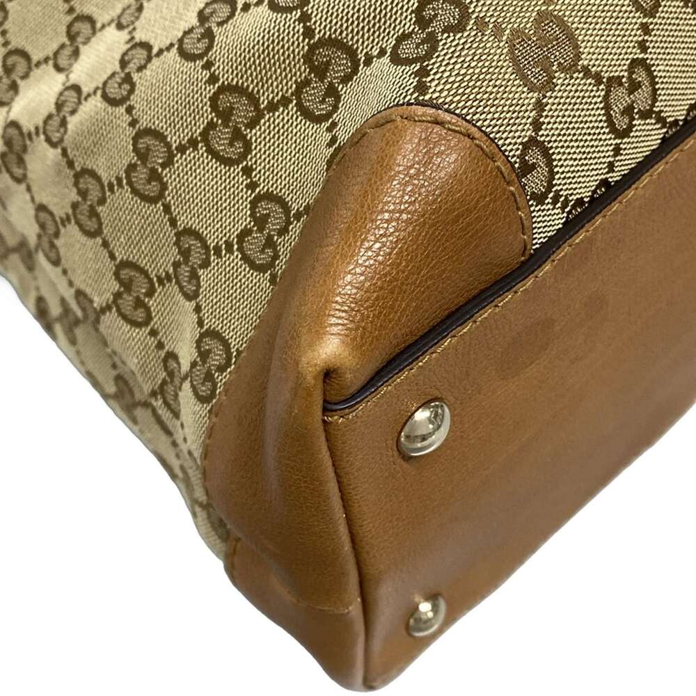 Gucci Marrakech Tote Bag 295326 Dark Brown Beige Light Brown Jacquard Leather - Picture 6 of 15